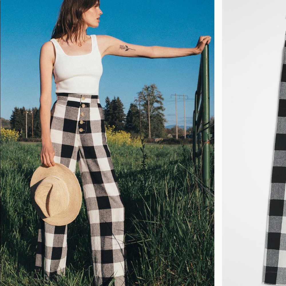 Window Pane Wide Leg Pants